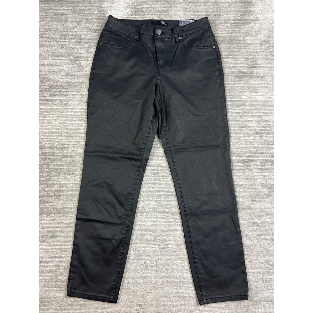 1822 Denim Coated Skinny Jeans Womens 14 Black CF15M1116A1 Waxed Stretch MidRise